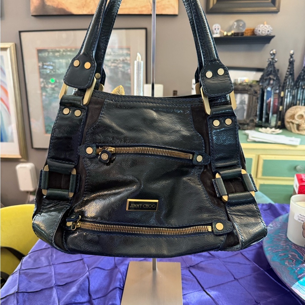 Vintage Jimmy Choo Deep Navy Blue Leather Handbag